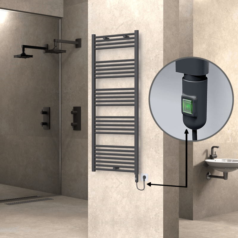 HAITI Elektrikli Havlupan 600x1500 Düz Antrasit (On/Off Düğmeli) 900W - 1HAI06001500DB2TE1090