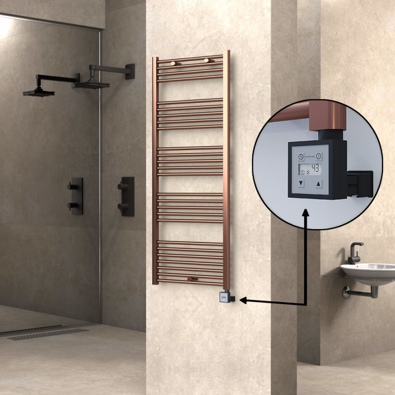 HAITI Elektrikli Havlupan 600x1500 Düz Bakır Eskitme (KTX3 Termostat) 600W - 1HAI06001500DK3PE7060