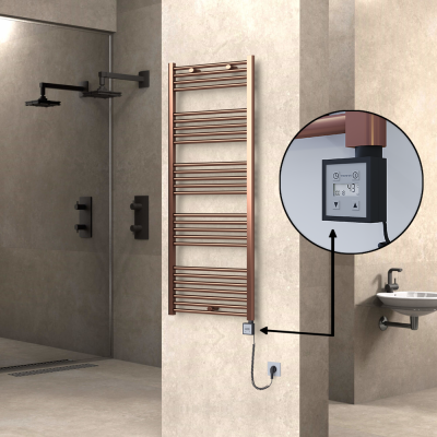 HAITI Elektrikli Havlupan 600x1500 Düz Bakır Eskitme (KTX3 Termostat) 600W Spiral Kablolu - Thumbnail 1HAI06001500DK3PE7060-K