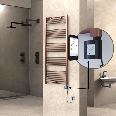 HAITI Elektrikli Havlupan 600x1500 Düz Bakır Eskitme (KTX4 Termostat) 600W Spiral Kablolu - Thumbnail 1HAI06001500DK3PEC060-K