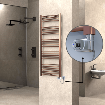  - HAITI Elektrikli Havlupan 600x1500 Düz Bakır Eskitme (Thesis Termostat) 600W