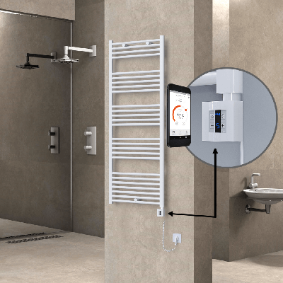  - HAITI Elektrikli Havlupan 600x1500 Düz Beyaz (KTX4 Termostat) 1000W Spiral Kablolu (1)