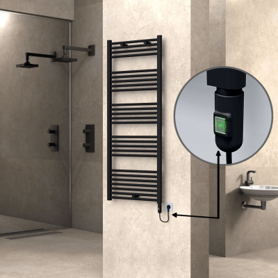 Radiva - HAITI Elektrikli Havlupan 600x1500 Düz Siyah (On/Off Düğmeli) 900W