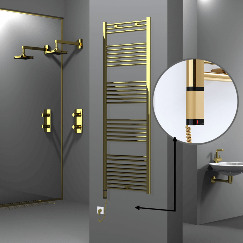 HAITI Elektrikli Havlupan 600x1800 Düz Altın (OneD On/Off ) Sol 600W - 1HAI06001800DK2PE9060