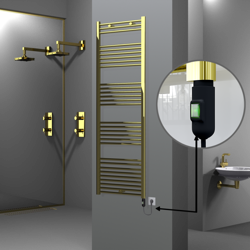 HAITI Elektrikli Havlupan 600x1800 Düz Altın (On/Off Düğmeli) 600W - 1HAI06001800DK2PE1060