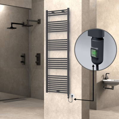 Radiva - HAITI Elektrikli Havlupan 600x1800 Düz Antrasit (On/Off Düğmeli) 900W