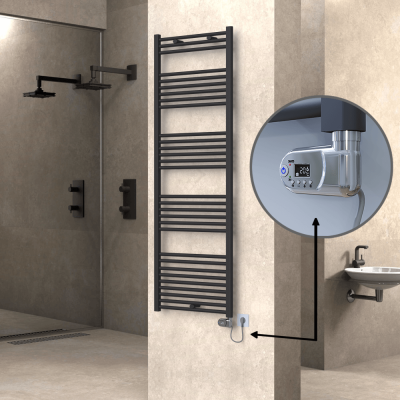 Radiva - HAITI Elektrikli Havlupan 600x1800 Düz Antrasit (Thesis Termostat) 900W (1)