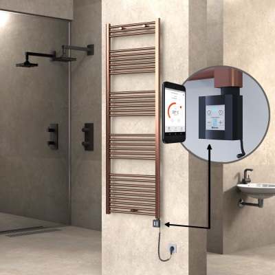  - HAITI Elektrikli Havlupan 600x1800 Düz Bakır Eskitme (KTX4 Termostat) 600W Spiral Kablolu