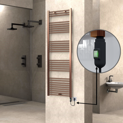 HAITI Elektrikli Havlupan 600x1800 Düz Bakır Eskitme (On/Off Düğmeli) 600W - Thumbnail 1HAI06001800DK3PE1060