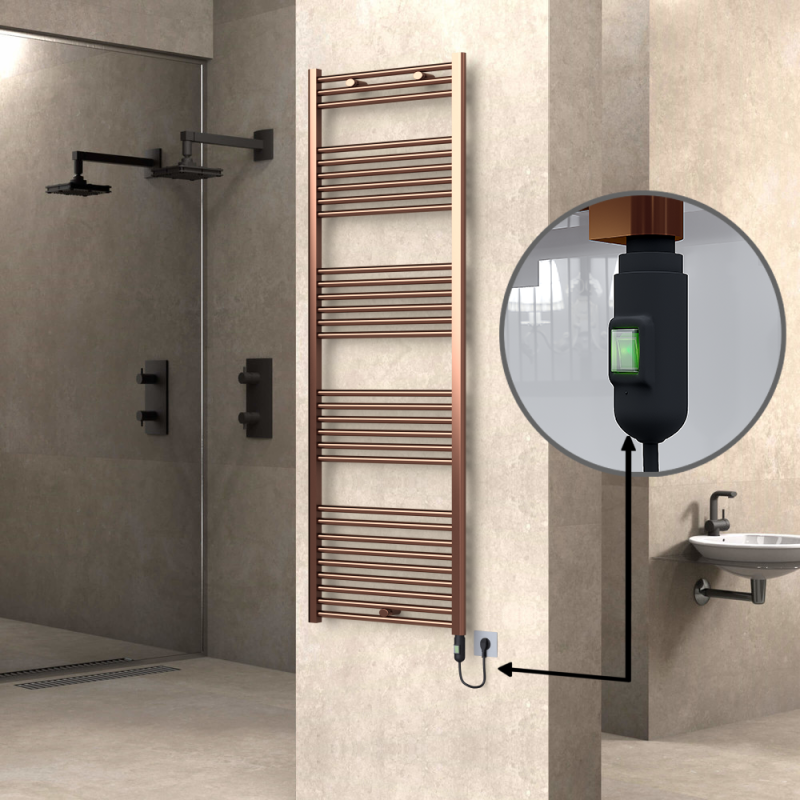 HAITI Elektrikli Havlupan 600x1800 Düz Bakır Eskitme (On/Off Düğmeli) 600W - 1HAI06001800DK3PE1060