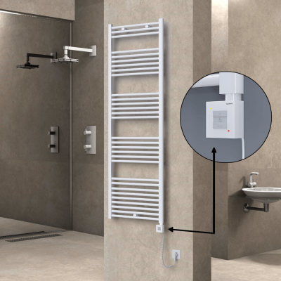 HAITI Elektrikli Havlupan 600x1800 Düz Beyaz (KTX1 Termostat) 1000W Spiral Kablolu - Thumbnail 1HAI06001800DB1PEB100-K