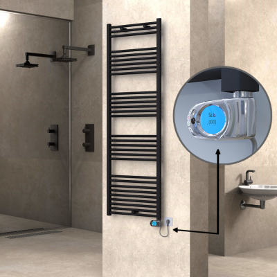 Radiva - HAITI Elektrikli Havlupan 600x1800 Düz Siyah (Musa Termostat) 900W (1)