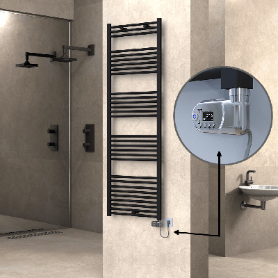 Radiva - HAITI Elektrikli Havlupan 600x1800 Düz Siyah (Thesis Termostat) 900W (1)