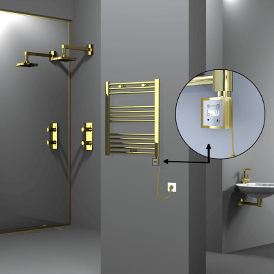 Radiva - HAITI Elektrikli Havlupan 600x700 Düz Altın (KTX3 Termostat) 200W Spiral Kablolu (1)