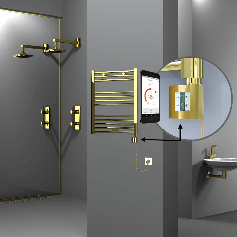 HAITI Elektrikli Havlupan 600x700 Düz Altın (KTX4 Termostat) 200W Spiral Kablolu - 1HAI06000700DK2PEC020-K