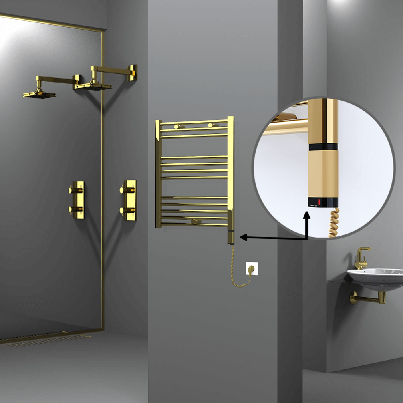 HAITI Elektrikli Havlupan 600x700 Düz Altın (OneD On/Off ) Sağ 200W - 1HAI06000700DK2PE8020