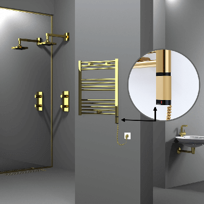 Radiva - HAITI Elektrikli Havlupan 600x700 Düz Altın (OneD On/Off ) Sağ 200W (1)