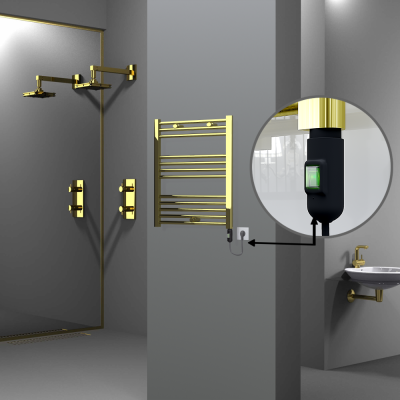 Radiva - HAITI Elektrikli Havlupan 600x700 Düz Altın (On/Off Düğmeli) 200W