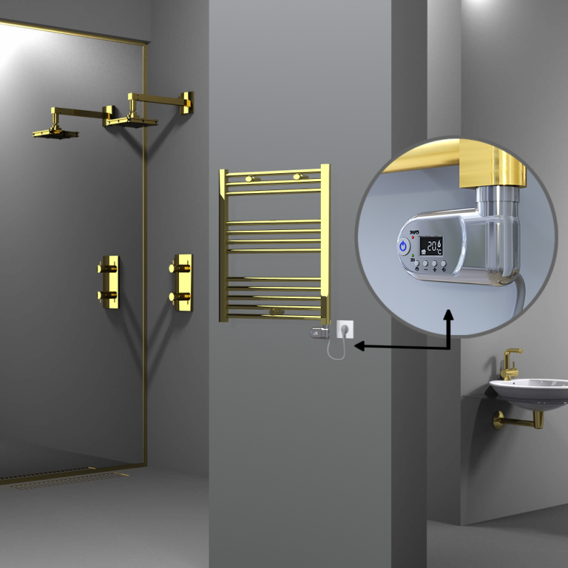 HAITI Elektrikli Havlupan 600x700 Düz Altın (Thesis Termostat) 200W - 1HAI06000700DK2PE2020