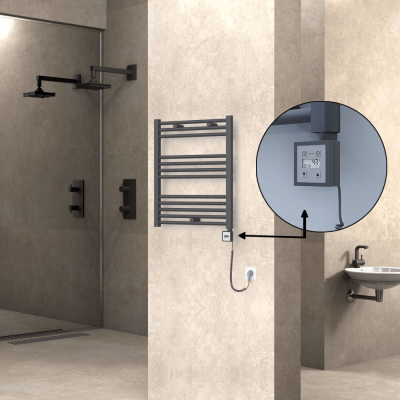 HAITI Elektrikli Havlupan 600x700 Düz Antrasit (KTX3 Termostat) 300W Spiral Kablolu - Thumbnail 1HAI06000700DB2TE7030-K