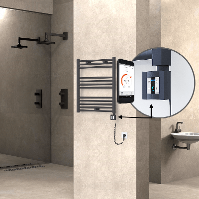 HAITI Elektrikli Havlupan 600x700 Düz Antrasit (KTX4 Termostat) 300W Spiral Kablolu - Thumbnail 1HAI06000700DB2TEC030-K