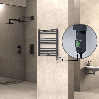 HAITI Elektrikli Havlupan 600x700 Düz Antrasit (On/Off Düğmeli) 300W - Thumbnail 1HAI06000700DB2TE1030