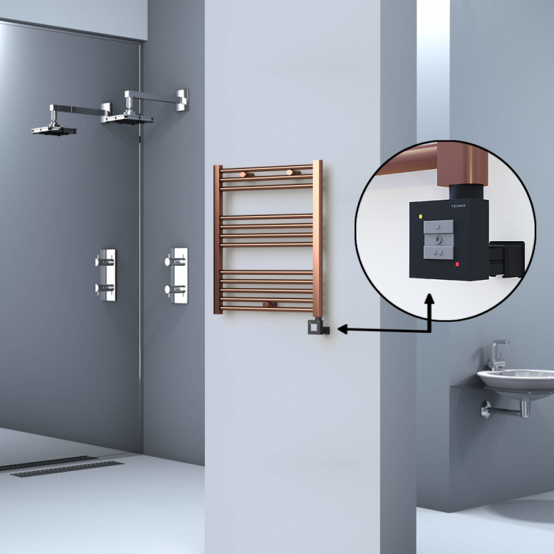 HAITI Elektrikli Havlupan 600x700 Düz Bakır Eskitme (KTX1 Termostat) 200W - 1HAI06000700DK3PEB020