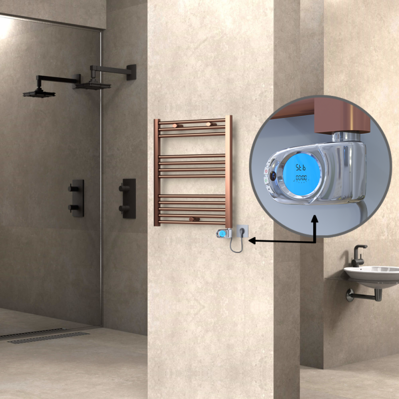 HAITI Elektrikli Havlupan 600x700 Düz Bakır Eskitme (Musa Termostat) 200W - 1HAI06000700DK3PE3020