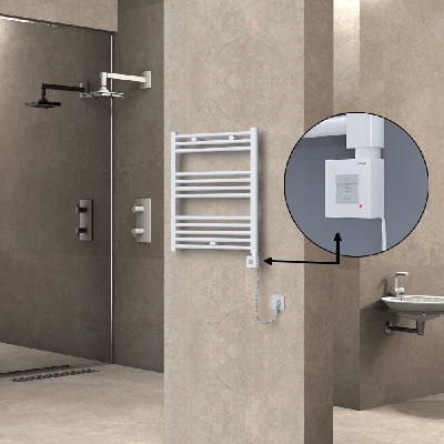 Radiva - HAITI Elektrikli Havlupan 600x700 Düz Beyaz (KTX1 Termostat) 300W Spiral Kablolu (1)