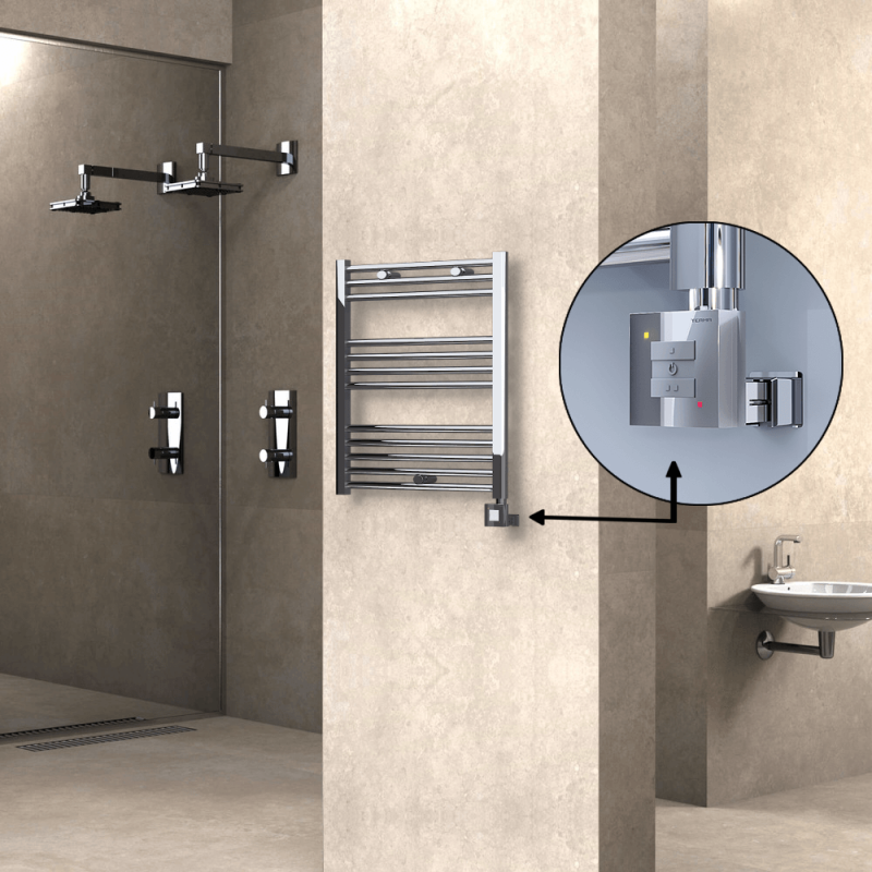 HAITI Elektrikli Havlupan 600x700 Düz Krom (KTX1 Termostat) 200W - 1HAI06000700DK1PEB020