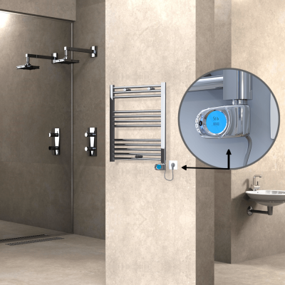 Radiva - HAITI Elektrikli Havlupan 600x700 Düz Krom (Musa Termostat) 200W