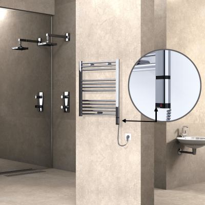 Radiva - HAITI Elektrikli Havlupan 600x700 Düz Krom (OneD On/Off ) Sağ 200W (1)