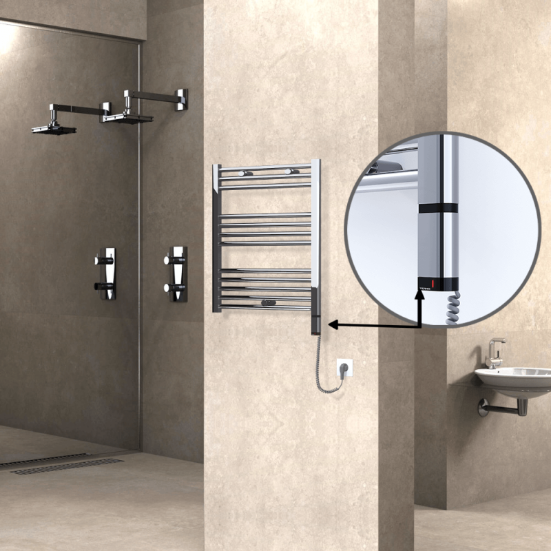 HAITI Elektrikli Havlupan 600x700 Düz Krom (OneD On/Off ) Sağ 200W - 1HAI06000700DK1PE8020