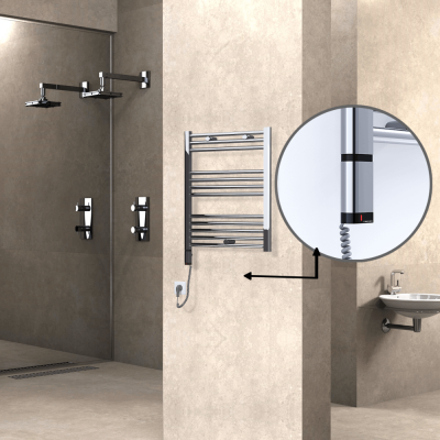 HAITI Elektrikli Havlupan 600x700 Düz Krom (OneD On/Off ) Sol 200W - Thumbnail 1HAI06000700DK1PE9020