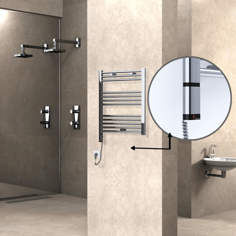 HAITI Elektrikli Havlupan 600x700 Düz Krom (OneD On/Off ) Sol 200W - 1HAI06000700DK1PE9020