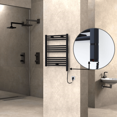 Radiva - HAITI Elektrikli Havlupan 600x700 Düz Siyah (OneD On/Off ) Sağ 300W (1)