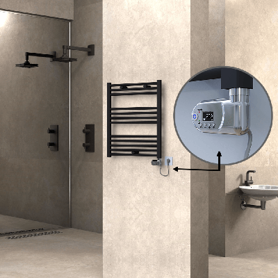 Radiva - HAITI Elektrikli Havlupan 600x700 Düz Siyah (Thesis Termostat) 300W