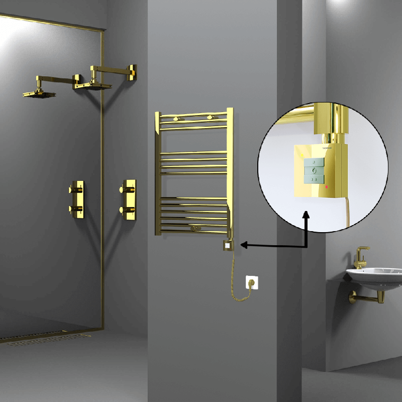 HAITI Elektrikli Havlupan 600x800 Düz Altın (KTX1 Termostat) 300W Spiral Kablolu - 1HAI06000800DK2PEB030-K