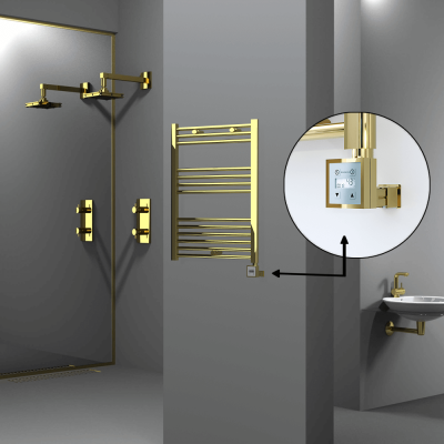 Radiva - HAITI Elektrikli Havlupan 600x800 Düz Altın (KTX3 Termostat) 300W (1)