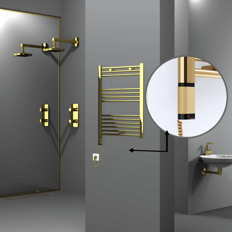 HAITI Elektrikli Havlupan 600x800 Düz Altın (OneD On/Off ) Sol 300W - 1HAI06000800DK2PE9030