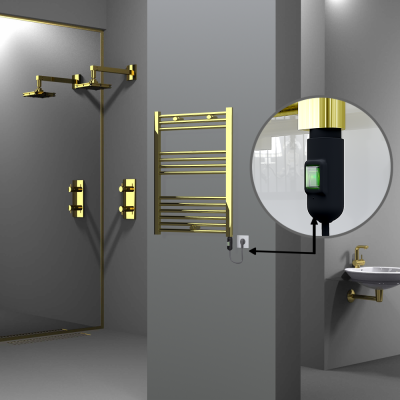 Radiva - HAITI Elektrikli Havlupan 600x800 Düz Altın (On/Off Düğmeli) 300W - 500