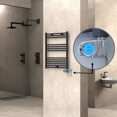 Radiva - HAITI Elektrikli Havlupan 600x800 Düz Antrasit (Musa Termostat) 300W