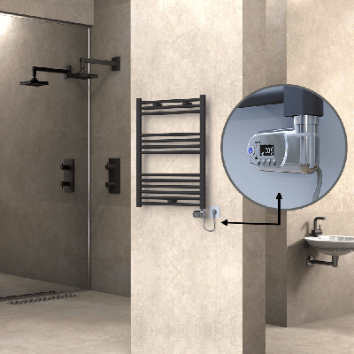 Radiva - HAITI Elektrikli Havlupan 600x800 Düz Antrasit (Thesis Termostat) 300W