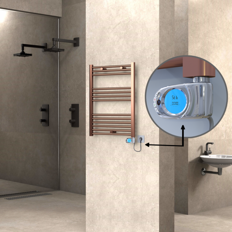 HAITI Elektrikli Havlupan 600x800 Düz Bakır Eskitme (Musa Termostat) 300W - 1HAI06000800DK3PE3030