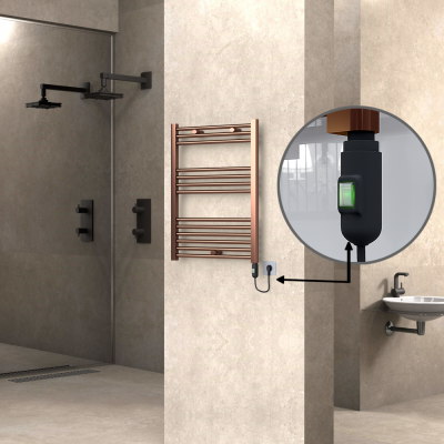 HAITI Elektrikli Havlupan 600x800 Düz Bakır Eskitme (On/Off Düğmeli) 300W - Thumbnail 1HAI06000800DK3PE1030