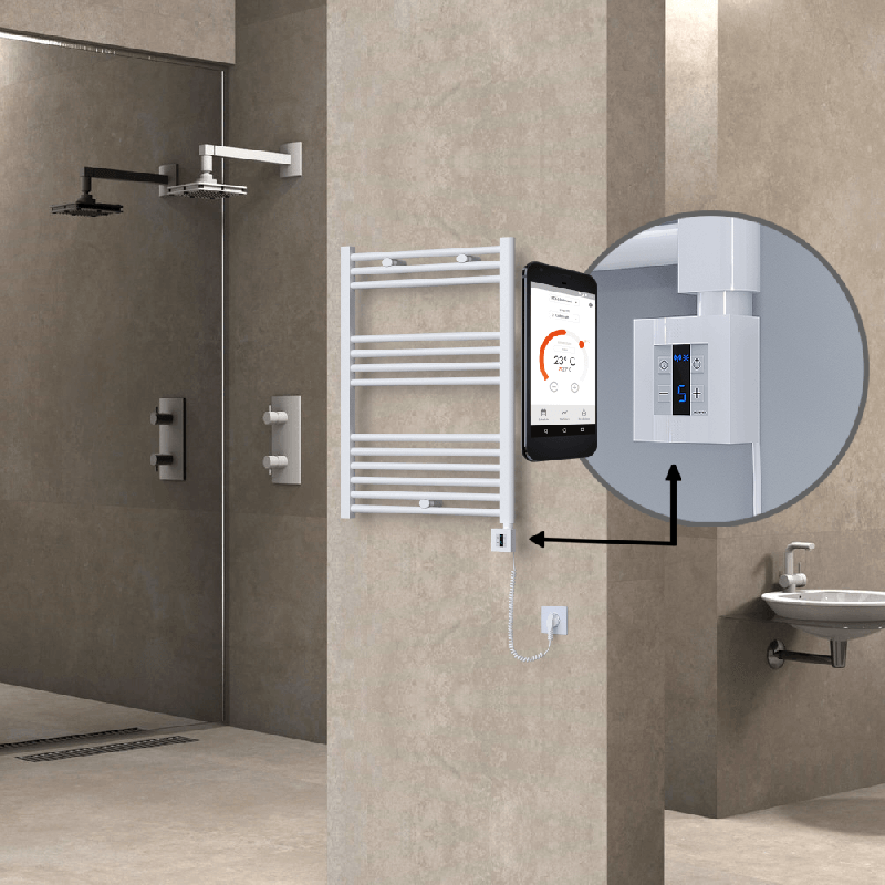 HAITI Elektrikli Havlupan 600x800 Düz Beyaz (KTX4 Termostat) 300W Spiral Kablolu - 1HAI06000800DB1PEC030-K