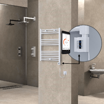  - HAITI Elektrikli Havlupan 600x800 Düz Beyaz (KTX4 Termostat) 300W Spiral Kablolu