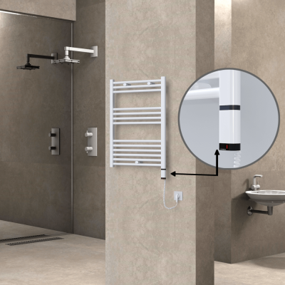 Radiva - HAITI Elektrikli Havlupan 600x800 Düz Beyaz (OneD On/Off ) Sağ 300W (1)