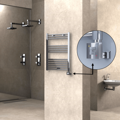  - HAITI Elektrikli Havlupan 600x800 Düz Krom (KTX1 Termostat) 300W (1)