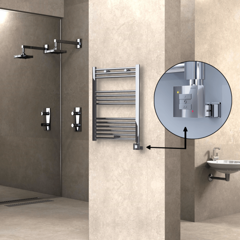 HAITI Elektrikli Havlupan 600x800 Düz Krom (KTX1 Termostat) 300W - 1HAI06000800DK1PEB030